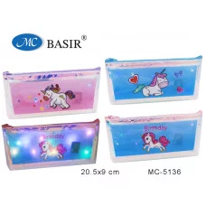 Пенал-косметичка МС-5136 "ЕДИНОРОГ"; из синтетич. материала,полупрозрачный(гладкий, перламутровый),