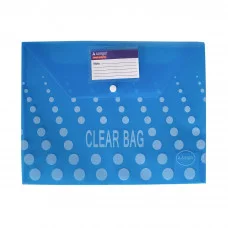Папка-конверт на кнопке  Alingar, A4, 250х360 мм, 150 мкм, карман для визитки, ассорти, прозрачная с рисунком, "Clear Bag" 97410