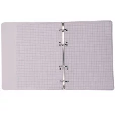 Тетрадь на кольцах А5 80л Обл мелованный картон глян ламинация Бум оф 60г/м2 белая Квад корешок Диз клетка