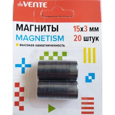 Магниты ферритовые 15*3мм "MAGNETISM" 20шт/уп черный е/п DEVENTE 8000401 857582