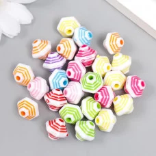 Бусины для творчества пластик "Ромбы с гранями" разноцветные набор 20 гр 1,3х1,2х1,1 см   7876088