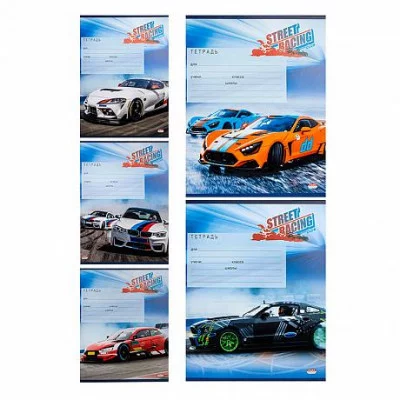 Тетрадь КЛЕТКА 12л. ДРИФТ-АВТО(12-4334) цвет.мелов.обл.. ТК1745