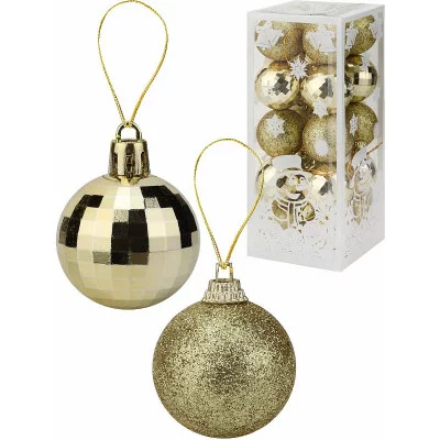 Набор ёлочных шаров 20 шт Весёлый праздник!,4 см, золотой НУ-0465