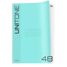 Тетрадь 48л., А4 клетка BG "UniTone. Neon", пластиковая обложка, неон голубой 381706