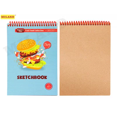 Скетчбук А5 "Фастфуд" (жест подложка, на спирали, 50л, крафт блок) 50-1687