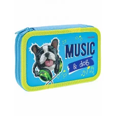 Пенал 2-секц, большой ЩЕНОЧЕК С НАУШНИКАМИ (ПН-1362) 190х115, софт-тач