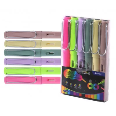 Карандаши цветные вечные Alingar 6 цв., с ластиком, круглый, цветной, пластиковый корпус, заточенные, ПВХ упаковка AL11070