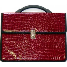 Портфель иск.кожа "Анаконда" 35х26 лак бордо (2 отделения,замок) КАНЦБУРГ 5с11 301672