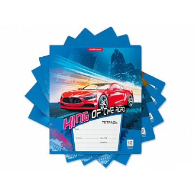 Тетрадь школьная ученическая ErichKrause® Автосияние, 12 листов, крупная клетка (в плёнке по 10 шт.) 46628
