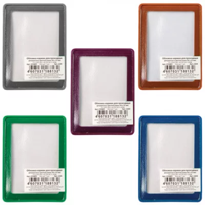 Обложка-карман для проездных документов, ПВХ, в цветной рамке, ассорти, 69*92, ДПС, 2204