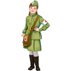 Плакат вырубной А3. Девочка-медсестра в военной форме. Двухсторонний. - группа Профессии 00-00018404 Ф-15582 4630112038415