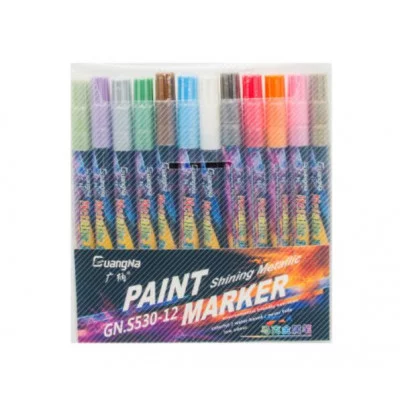 Маркер-краска 12 цв. WGN-2 "Металлик" круглый наконечник, 0.7мм, в упаковке ПВХ S530 318453