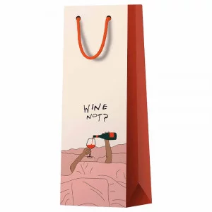 Пакет подарочный 1шт 12*36*8,5см MESHU "Wine not", глянцевая ламинация, под бутылку 354707