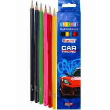 Карандаши цв пл.2М,набор,гекс.6цв. СУПЕРКАР (КЦ-2618) гриф.d=2,8мм, КЦ-2618