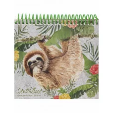 Скетчбук А6, 80л, ЗАДУМЧИВЫЙ ЛЕНИВЕЦ (80-9932), на спирали, жесткая подложка, мат. лам