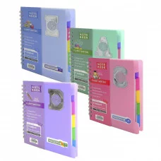 Тетрадь 120л., А5, клетка, Alingar "Back to school", гребень, пластиковая обложка, цветные пластиковые разделители, ассорти 4 цвета AL10556