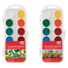 Акварель Гамма "Мультики" NEW, медовая, 24 цвета, без кисти, пластик. упак., европодвес 300256