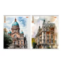 Тетрадь ЛИНИЯ 96л. ГОРОДА В АКВАРЕЛИ (96-9533) обл- мелов.картон, второй блок 96-9533