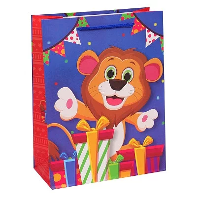 Dream cards Пакет подарочный с мат. лам. Львенок на дне рождения 26х32х10 см, 210 г ППК-1929 462-0-129-71929-2