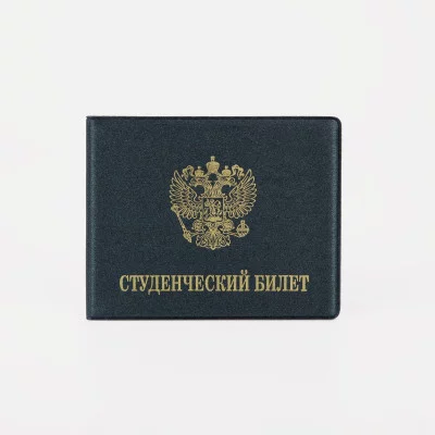 Обложка для студенческого билета, 10,7*0,2*8,4 см, тиснение золото, черный 9305164
