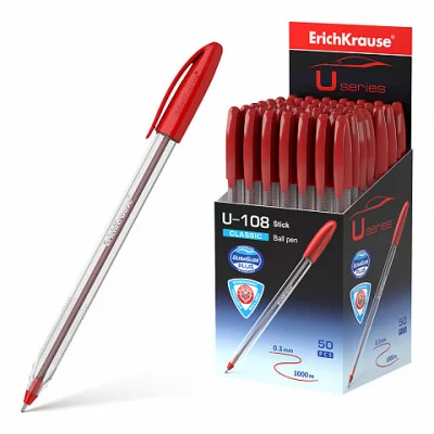 Ручка шариковая ErichKrause® U-108 Classic Stick 1.0, Ultra Glide Technology, цвет чернил красный  47567