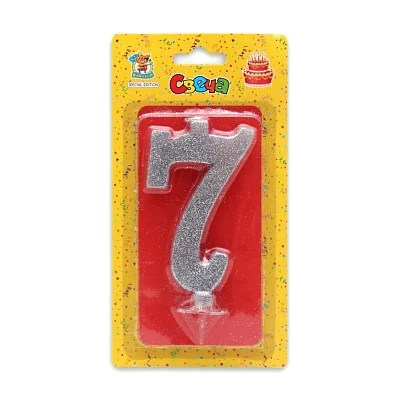 Свеча для торта Серебряный глиттер (малая) Цифра 7 С-1835 466-5-305-41835-4