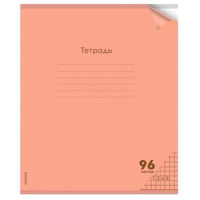 Тетрадь КЛЕТКА 96л. цвет.пласт.обл. plastic cover НЕОН ORANGE (96-1368) 1 дизайн 96-1368