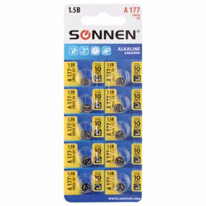 Батарейка 1шт алкалиновая таблетка SONNEN Alkaline, 177A (G4, LR66) 455604
