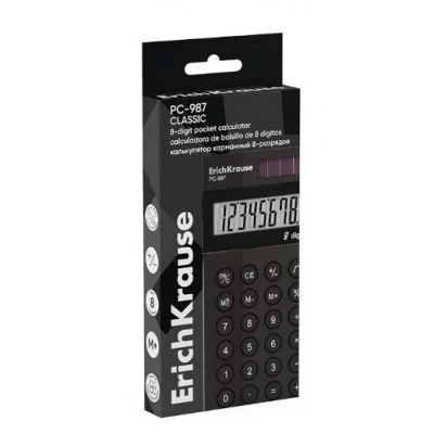 Калькулятор карманный 8-разрядов ErichKrause PC-987 Classic, черный 1шт 62008