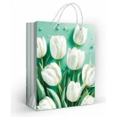Пакет подарочный (M) "Белоснежные тюльпаны" 151102666