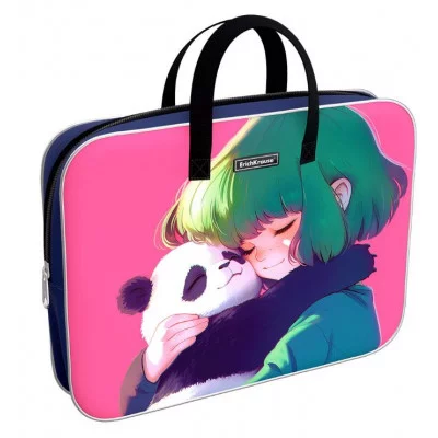 Папка текстильная на молнии ErichKrause с ручками Panda Hugs, A4+ 62910