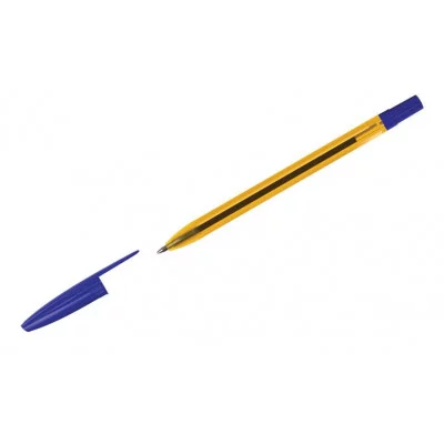 Ручка шариковая СТАММ "111" синяя, 1,0мм, тонированный оранжевый корпус 346465