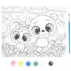 Холст по контуру 20*25 мишка и зайка МУЛЬТИ АРТ 382646