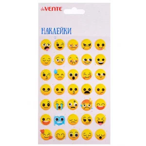 Наклейки мягкие "Emoji" размер карточки 10x15 см, puff, объемные, многоразовые, в пластиковом пакете с блистерным подвесом 8002490