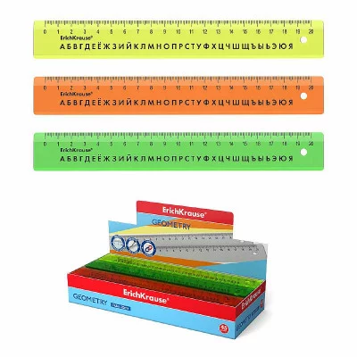 Линейка с русским алфавитом пластиковая ErichKrause Neon, 20см, ассорти 55500
