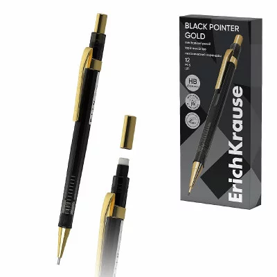Карандаш механический ErichKrause Black Pointer Gold 0.5 мм, НВ  60978