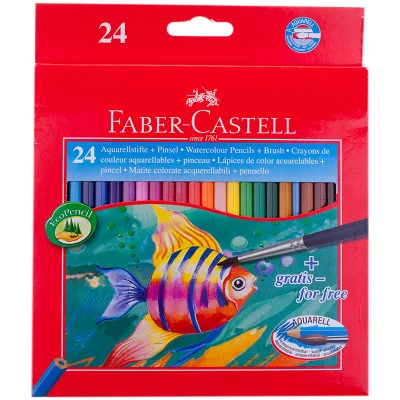 Карандаши акварельные Faber-Castell "Рыбки", 24цв+кисть, картон, европодвес 119437