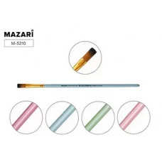 Кисть художественная, синтетика, №2, плоская, ручка обжимная деревянная, цветная M-5210