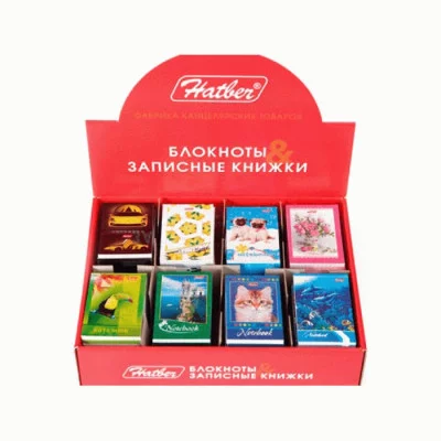 Блокнот 48л А7ф клетка на клею 1шт Ассорти- 65х100мм 3-х цв. блок Бло383