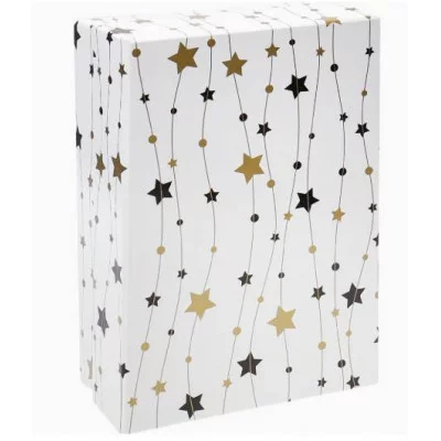 Коробка прямоугольная одинарная Новогодние звездочки 19х12х7,5 см ПП-9818