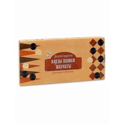 Шахматы, нарды, шашки деревянные 3 в 1 (поле 29 см) фигуры из пластика P00029 М