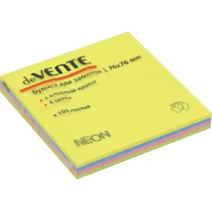 Блок самоклеящийся стикеры 76*76 100л 4цв неон DEVENTE 2010719 581809