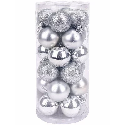 Набор ёлочных шаров 24 шт Новогоднее настроение, 4 см, серебряный НУ-5619