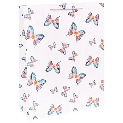 Dream cards Пакет подарочный с мат.лам. 31х42х12см (XL) Серые бабочки, 210 г ПКП-2641