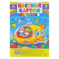 НАБОР ДЛЯ ДЕТ.ТВОРЧЕСТВА Картон цвет А4 12л. ЩЕНКИ ПОД ВОДОЙ (12-0439) КБС, 8цв+4бел TM"Profit" 12-0439