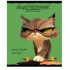 Тетрадь КЛЕТКА 48л. ОБЩЕСТВОЗНАНИЕ «ПРО ХВОСТ» (48-2498) стандарт, тиснение холст Prof-Press 48-2498