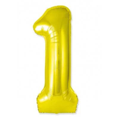 Шар (40\'\'/102 см) Цифра, 1 Slim, Золото, 1 шт. 901911O