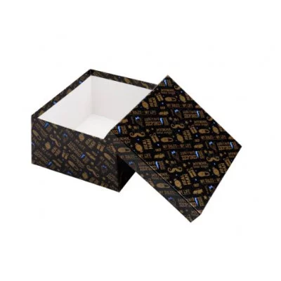 Коробка квадратная подарочная 1 шт  Дерзкий мужчина 25,5 х 25,5 х 13 см РазборПП-4544