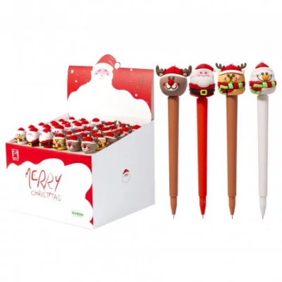 Ручка гелевая Alingar "Новогодняя", 0,5 мм, синяя, игольчатый наконечник, круглый цветной пластиковый корпус, картонная упаковка AL8856