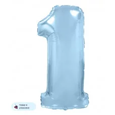 Шар (40\'\'/102 см) Цифра, 1, Голубой, Макарунс, 1 шт. в уп. B901761AB